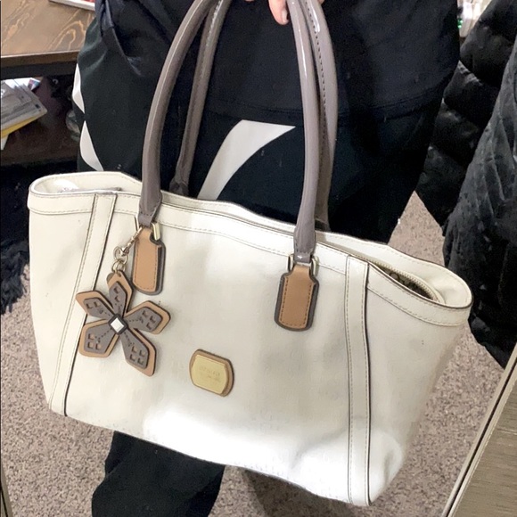 Guess Handbags - Guess logo satchel in embossed whited